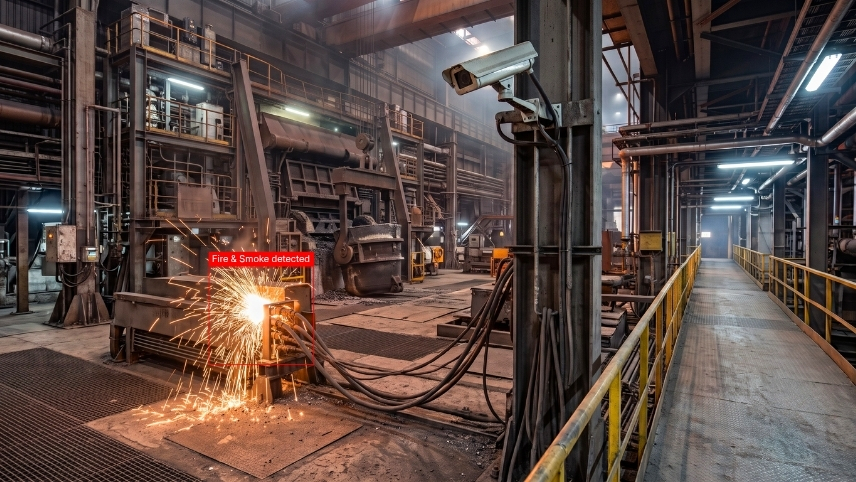 Fire, Smoke, and Spark Detection Near Furnaces and Casting Areas
