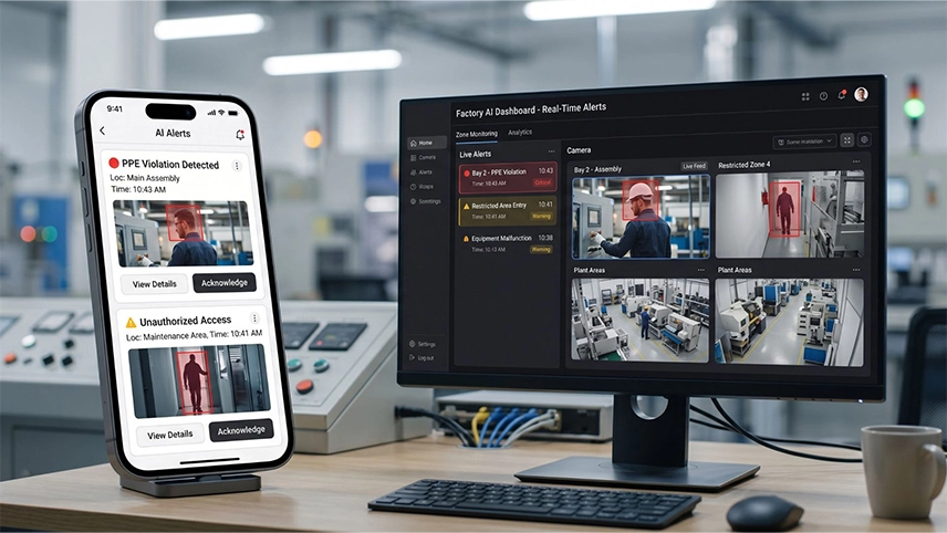 AI video analytics making existing manufacturing plant cameras work smarter for safety and productivity