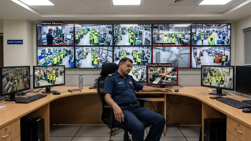 AI video analytics for manufacturing plants in India — safety, attendance and productivity monitoring overview
