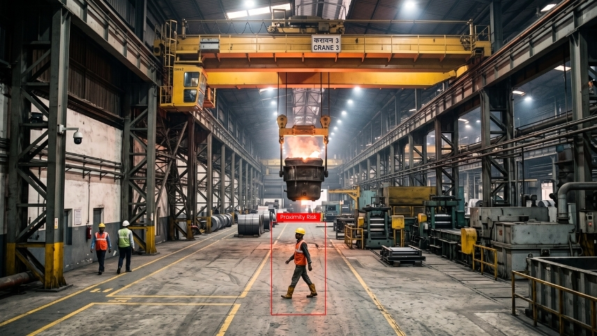 Crane and Heavy Machinery Movement Near Workers